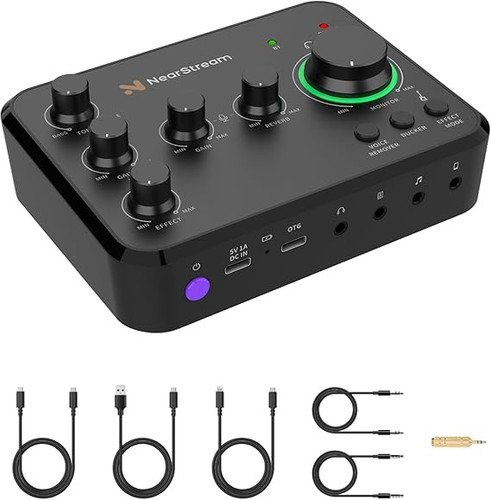Audio Interface for Recording, Streaming, Podcasting, Rechargeable Audio Mixer with Pro-preamp, 8 Channel, XLR, 48V Phantom Power, Line & DI Inputs, Bluetooth, for PC & Smartphone (AMIX20B) میکسر و اینترفیس