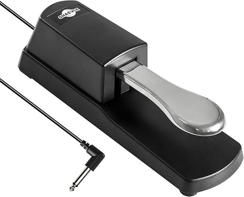 پدال ساستین shaevle Sustain Pedal For Keyboards Digital Piano MIDI and Synthesizer with Polarity Switch 1/4"(6.35mm) With 63-inch Cable Input Plug