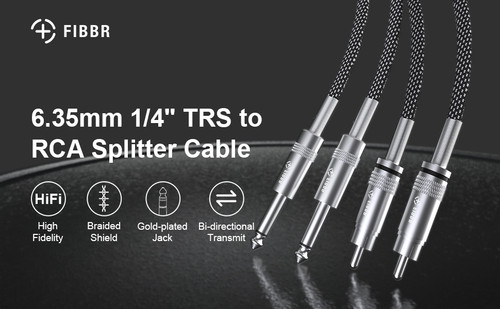 کابل RCA به TS مانیتورینگ 2عددی طول نیم متر FIBBR Cable RCA a TS de 1/4" de 1.6 pies/1.6 ft, doble 1/4 pulgadas TS