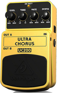 Behringer ULTRA CHORUS UC200 Ultimate Stereo Chorus Effects Pedal, Yellow